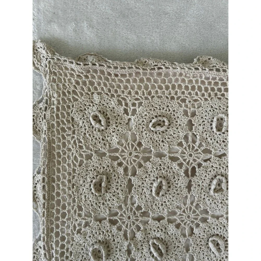 Crochet Lace Pillow Shams Set of 2 Floral Cotton 24x18 Romantic Boho Cottagecore